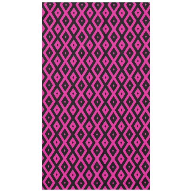 Toalha De Mesa Fuchsia e padrão de diamante preto (Frente)