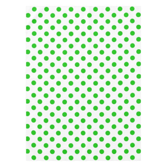 Toalha De Mesa Fundo Branco Pontos Polka Verde (Frente)