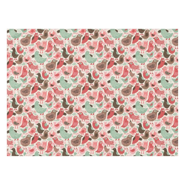 Toalha De Mesa fundo com pássaros bonitos (Frente (Horizontal))