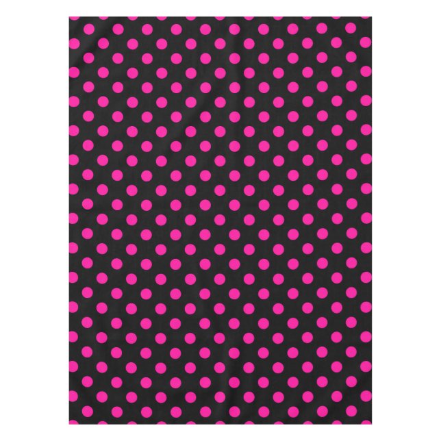 Toalha De Mesa Fundo Preto Pontos Pink (Frente)