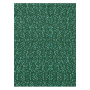 Toalha De Mesa Fundo verde escuro com folhas botânicas em tom azu