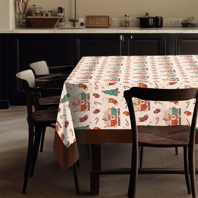 Toalha de mesa funky de Natal dos anos 70 Pastel V (Funky Holiday Tablecloth 70s Pastel Vintage Fun)