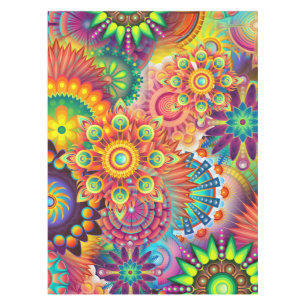 Toalha De Mesa Funky Retro Pattern Abstrato Bohemian
