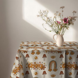 Toalha De Mesa Funky Retro Tablecloth Brown & Blush Swirl Art