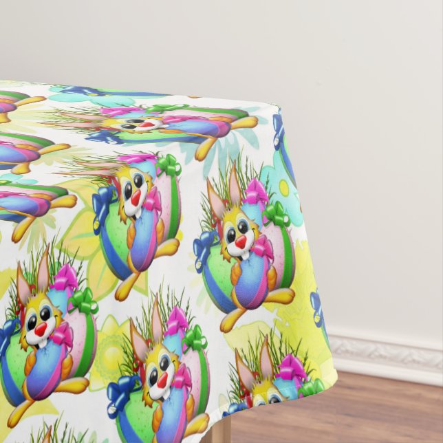 Toalha De Mesa Funny Bunny biting an Easter Egg (Posição Original)