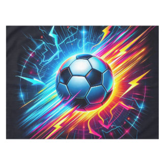 Toalha De Mesa Futurista Bola de Futebol Elétrico Relâmpago