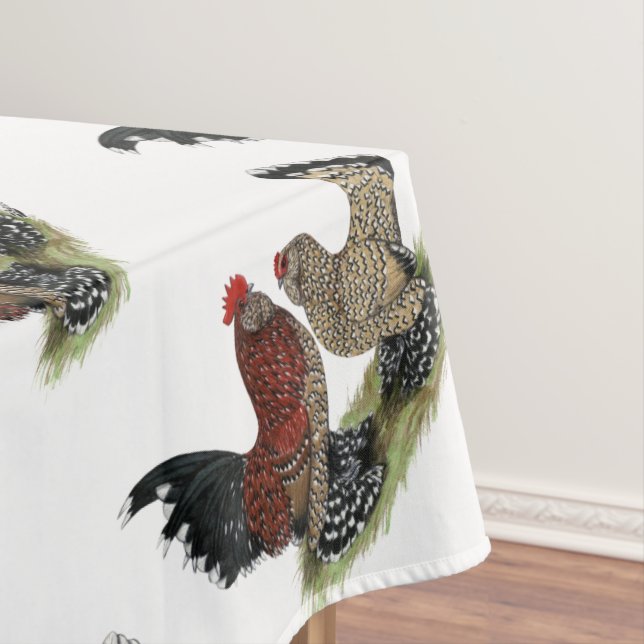 Toalha De Mesa Galinhas anãs de D'Uccle:  Mille Fleur (Posição Original)