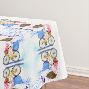 Toalha De Mesa Garota Feliz Em Uma Bicicleta - Amor Romântico