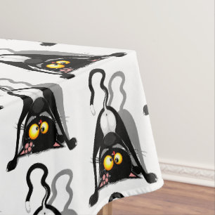Toalha De Mesa Gato de Cabeça para Baixo Personagem de Desenho An