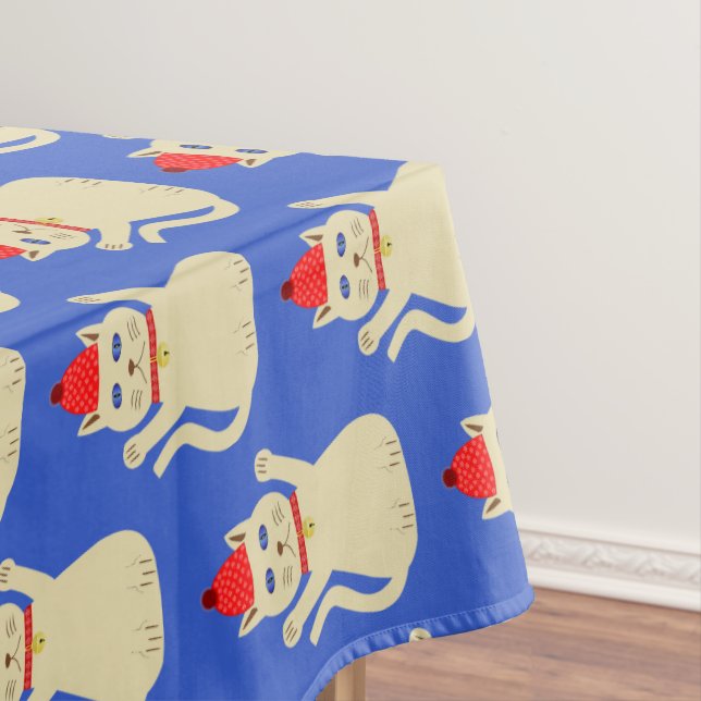 Toalha De Mesa Gato de Natal Bonito, Padrão (Posição Original)