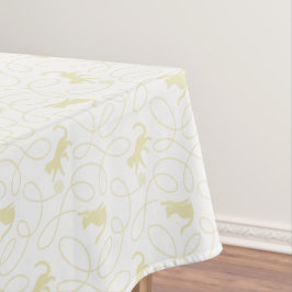 Toalha De Mesa Gato Divertido e Padrão de Bola de Lã Bege Claro