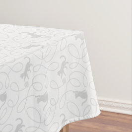 Toalha De Mesa Gato Divertido e Padrão de Bola de Lã Cinza Claro