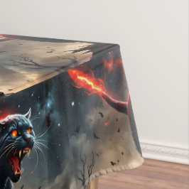 Toalha De Mesa Gato Pussy De Halloween, Preto Irritado,