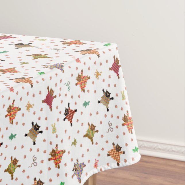 Toalha De Mesa Gatos Bem Vestidos Fazendo Anjos de Neve (Posição Original)