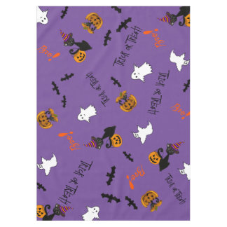 Toalha De Mesa Gatos de Halloween, Morcegos e Fantasmas de Cotton