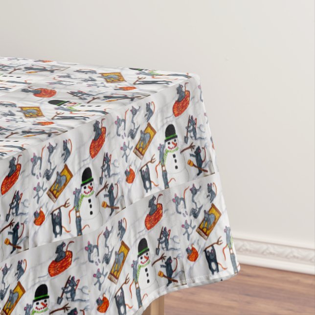 TOALHA DE MESA GÊMEOS DE NATAL BRINCANDO NA NEVE (Posição Original)