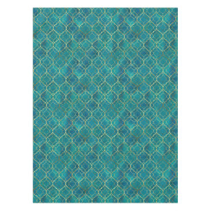 Toalha De Mesa Geometria Esmeralda Dourada