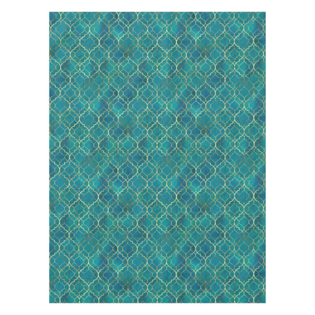 Toalha De Mesa Geometria Esmeralda Dourada (Frente)