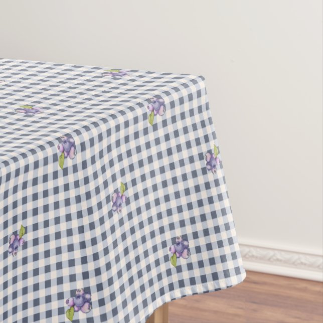 Toalha De Mesa Gingham Azul de Cinza Azul (Posição Original)
