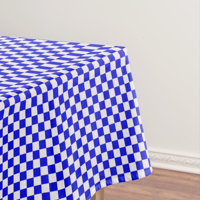 Toalha De Mesa Gingham Azul E Branco Verificado (Posição Original)