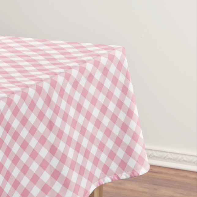 Toalha De Mesa Gingham Branco Rosa (Posição Original)