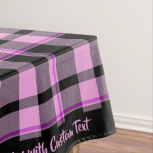 Toalha De Mesa Gingham clássico, preto-rosa-quente, Tartan Xadrez