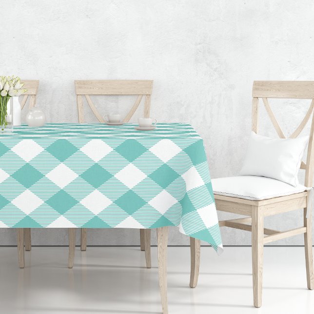 Toalha De Mesa Gingham em Grande Escala de Teal (Criador carregado)