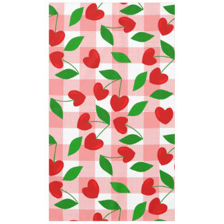 Toalha De Mesa gingham rosa coração em forma de cereja rockabilly