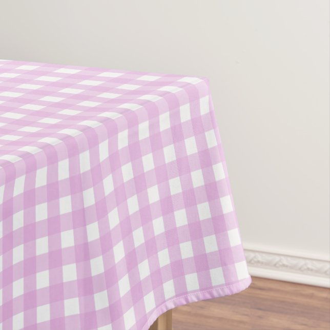 Toalha De Mesa Gingham rosa pálido (Posição Original)