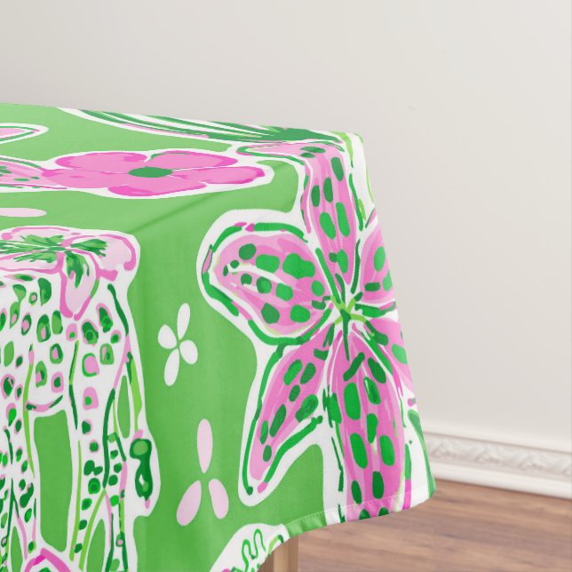 Toalha De Mesa Girafas Preppy Lily Rosa Verde  (Posição Original)