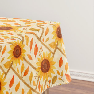 Toalha De Mesa Girassol Russo e Outono Deixam Aquarela