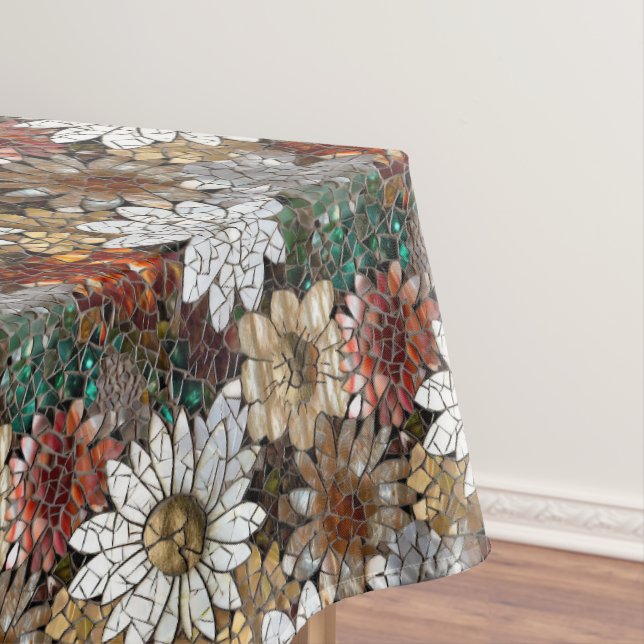 Toalha De Mesa Glam Champagne Dourado Flores Brancas Vermelhas (Posição Original)