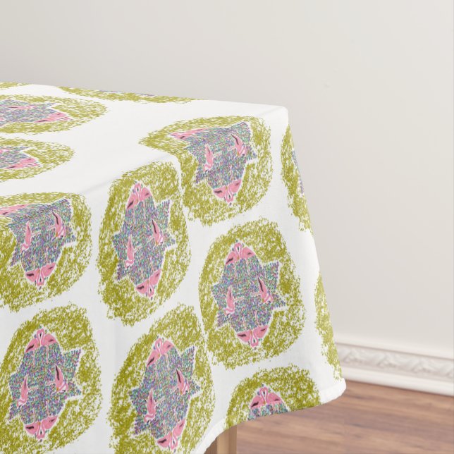 Toalha De Mesa Glam Pink Hanukkah flamingos beach (Posição Original)