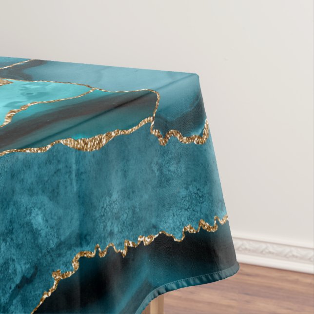 Toalha De Mesa Glitato azul e dourado (Posição Original)