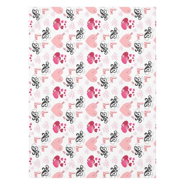 Toalha De Mesa glitter pink heart vibrant romantic wallpaper (Frente)