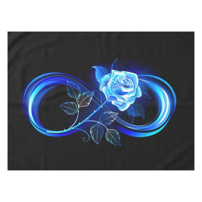 Toalha De Mesa Glowing infinity with blue rose (Frente (Horizontal))