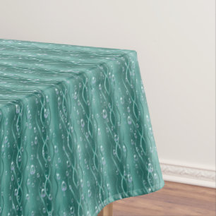 Toalha De Mesa Gotas de chuva em metal verde