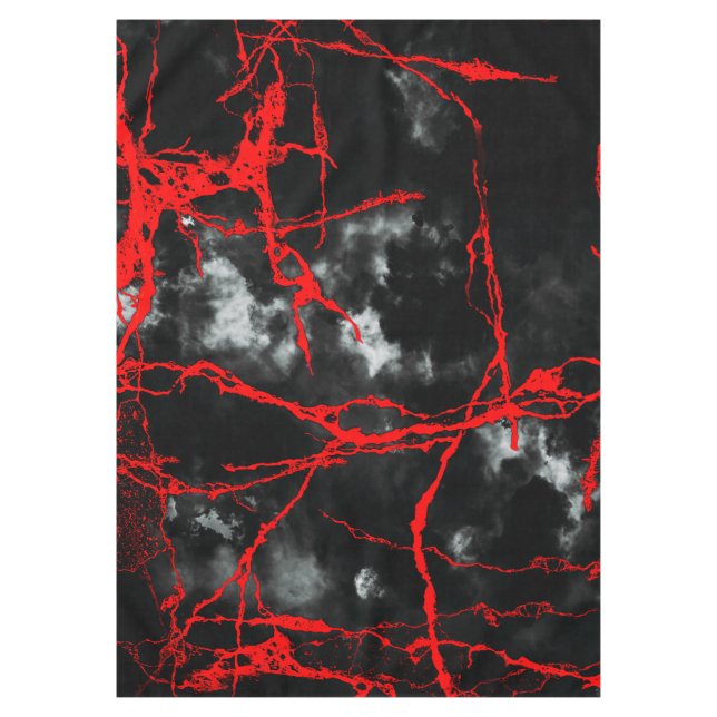 Toalha De Mesa Gótico da Noite de Horror - Preto e Branco, Vermel (Frente)