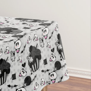 Toalha De Mesa Gótico Panda Baby Skull Cupcakes Doodles