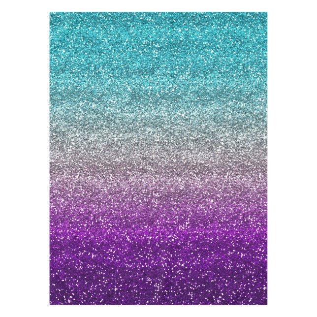 Toalha De Mesa Gradiente de Brilho Azul, Cinza e Roxo (Frente)
