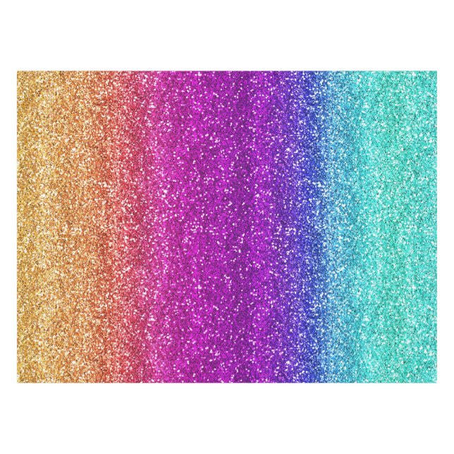 Toalha De Mesa Gradiente de Glitter Arco-Íris Brilhante (Frente (Horizontal))