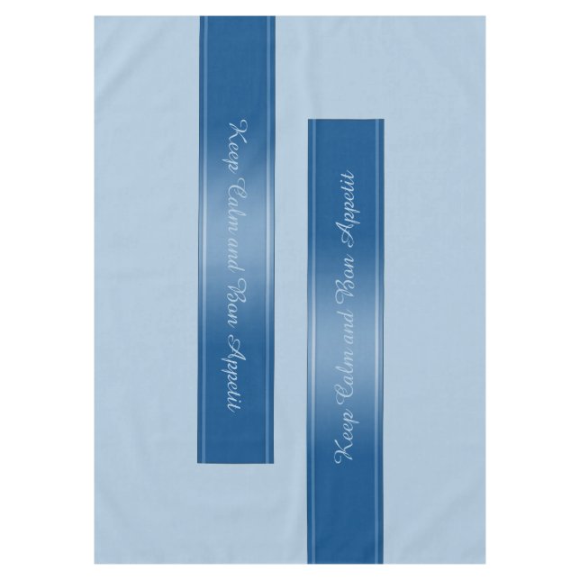 Toalha De Mesa Gradientes Limite Deco Azul de Faixa + texto (Frente)