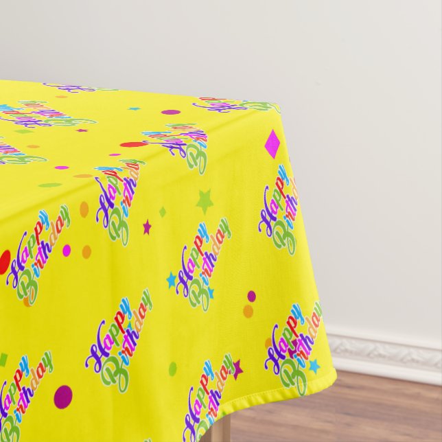Toalha De Mesa Gráfico de Aniversário Feliz com Várias Cores em A (Posição Original)
