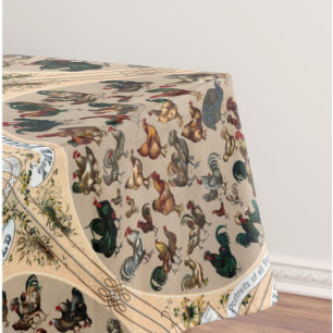 Toalha De Mesa Gráfico de aves de galinheiro vintage galinhas e g