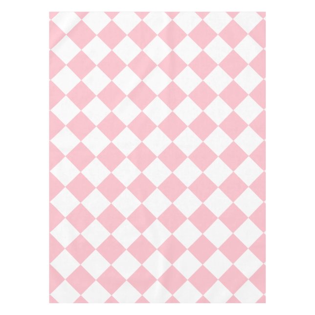 Toalha De Mesa Grande Checkered de Diag - branco e rosa (Frente)