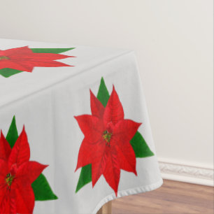 Toalha De Mesa Grande padrão de flor de poinsétia em cinza pratea