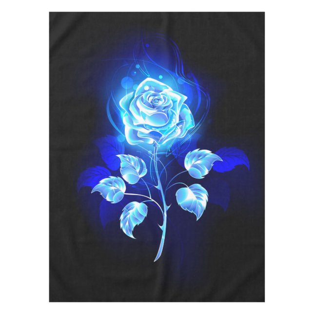 Toalha De Mesa Gravação de Rosa Azul (Frente)
