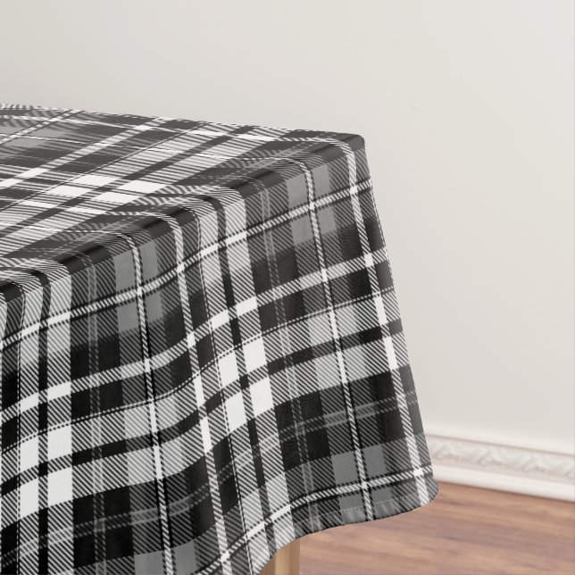Toalha De Mesa Gray Black White Plaid Tartan  (Posição Original)