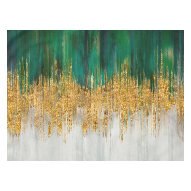 Toalha De Mesa Green and gold motion abstract (Frente (Horizontal))