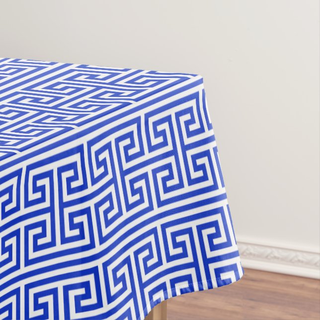 Toalha De Mesa Grego Meander Key Square H Patterno Blue (Posição Original)